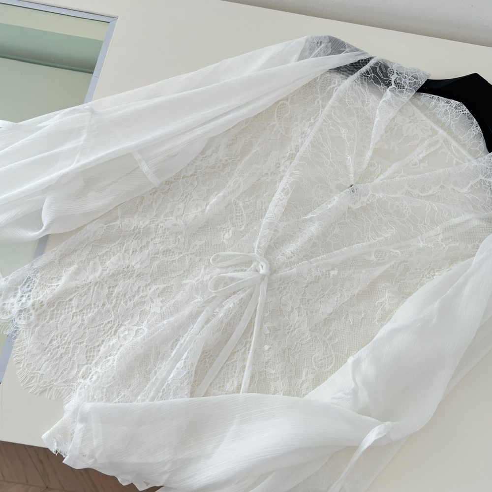 Autumn chiffon shirt thin it lace jacket for women