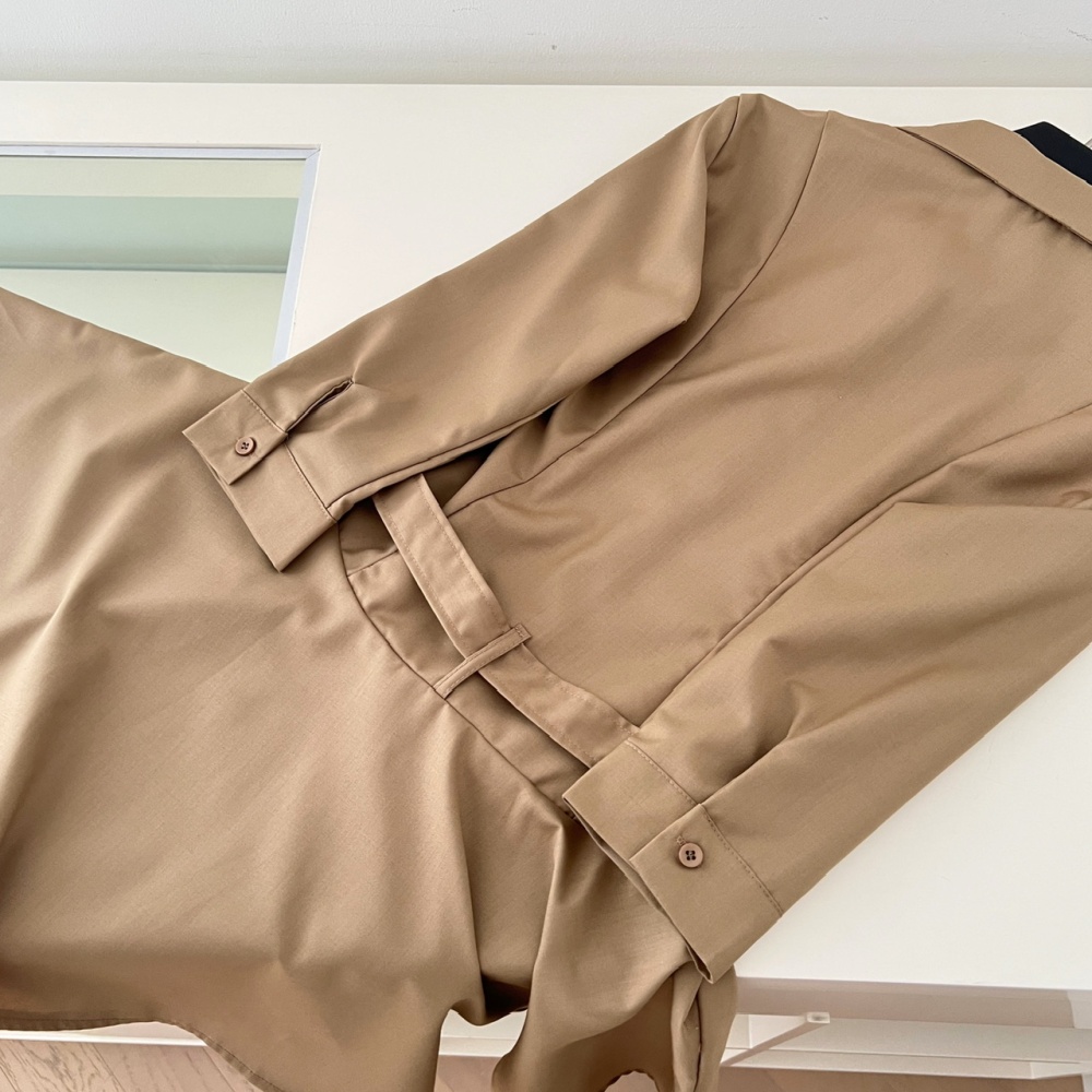 Temperament slim pinched waist shirt frenum pleated dress