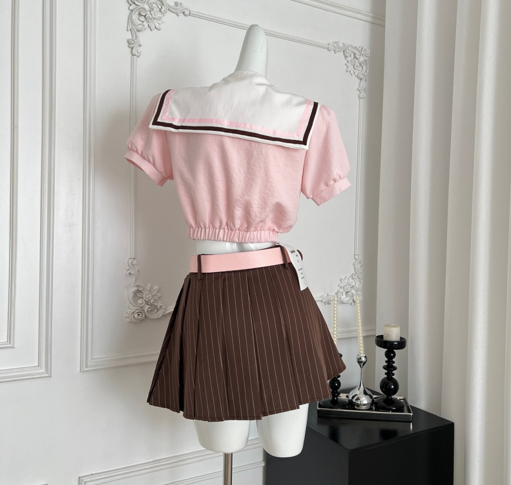Japanese style slim skirt sweet tops 2pcs set for women