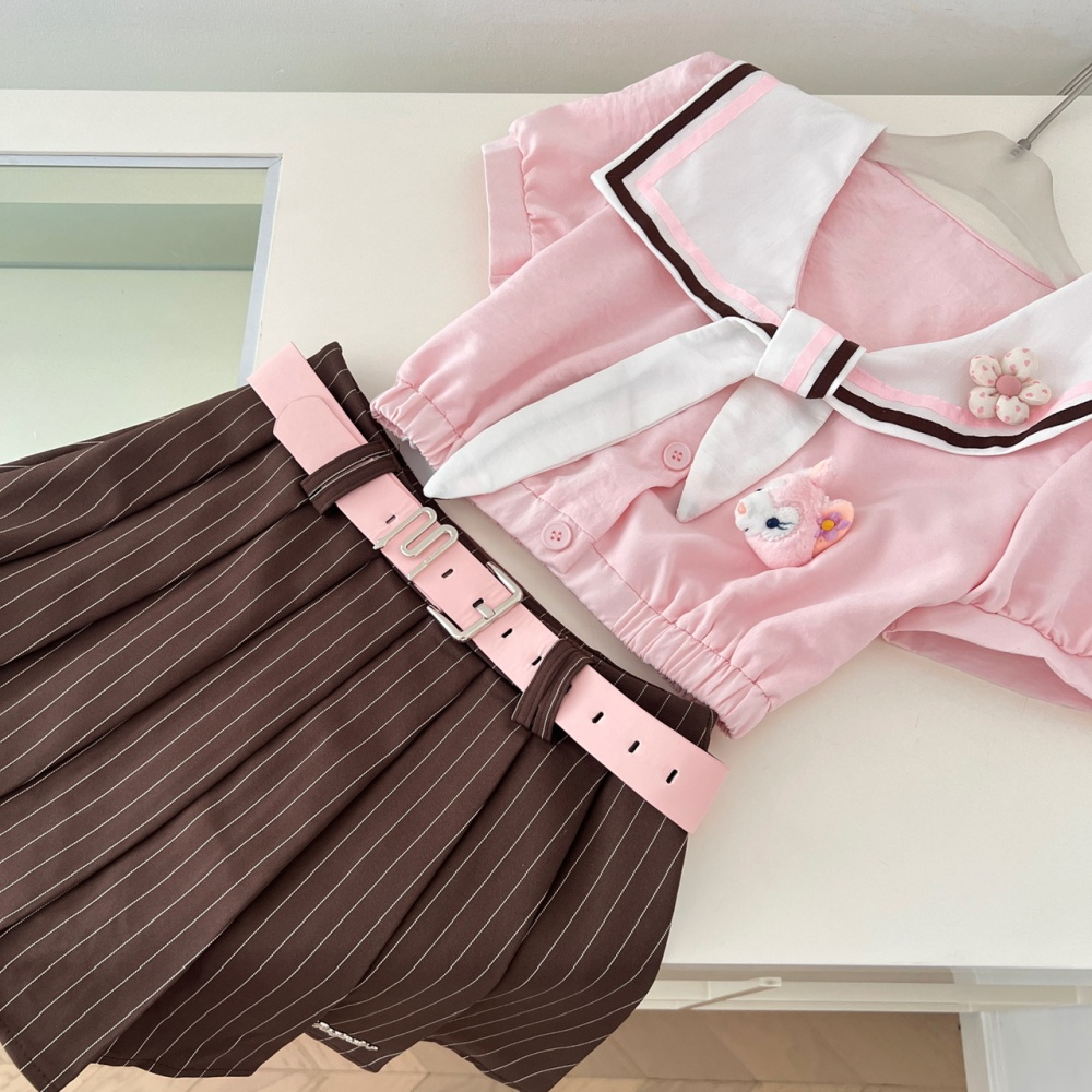Japanese style slim skirt sweet tops 2pcs set for women