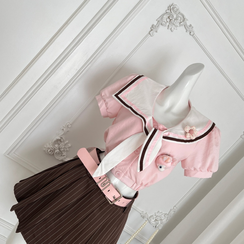 Japanese style slim skirt sweet tops 2pcs set for women