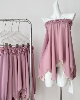Colors purple rose stereoscopic chiffon shirt