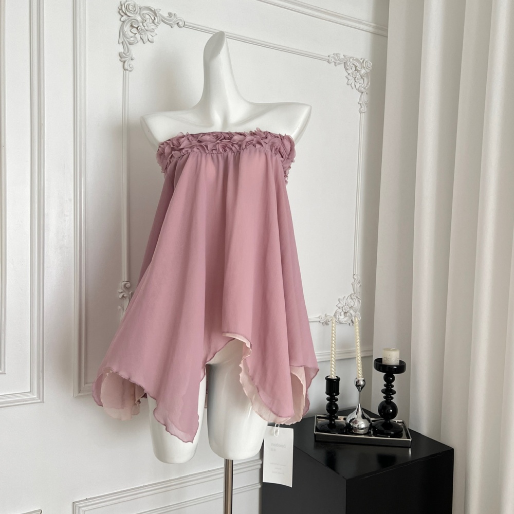 Colors purple rose stereoscopic chiffon shirt