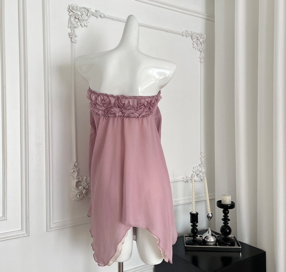 Colors purple rose stereoscopic chiffon shirt