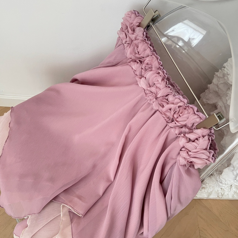 Colors purple rose stereoscopic chiffon shirt