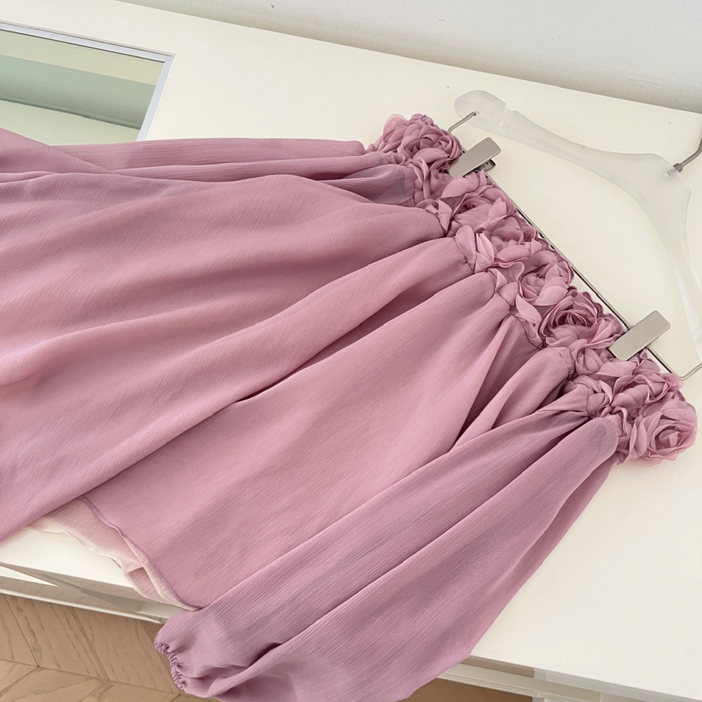 Colors purple rose stereoscopic chiffon shirt
