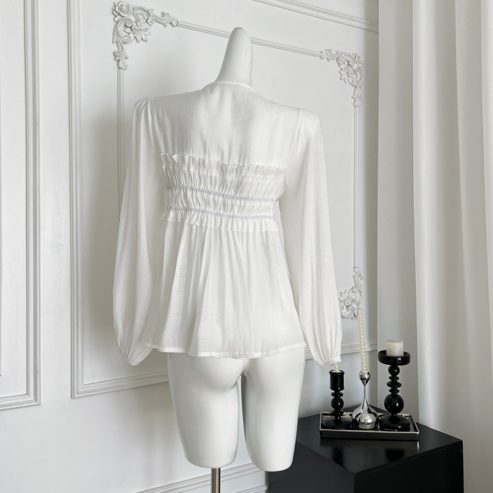 Summer frenum temperament tops V-neck chouzhe small shirt