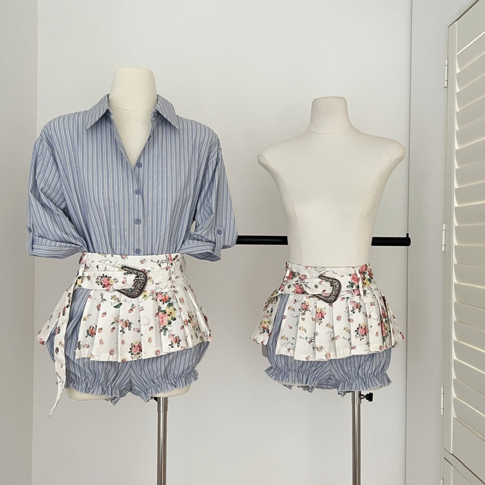 Korean style shirt spicegirl short skirt 2pcs set for women