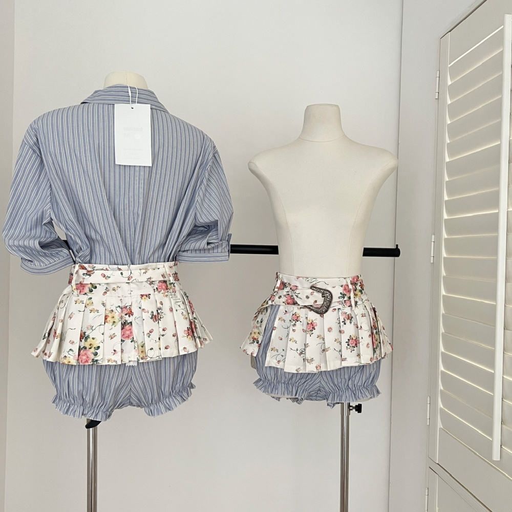 Korean style shirt spicegirl short skirt 2pcs set for women