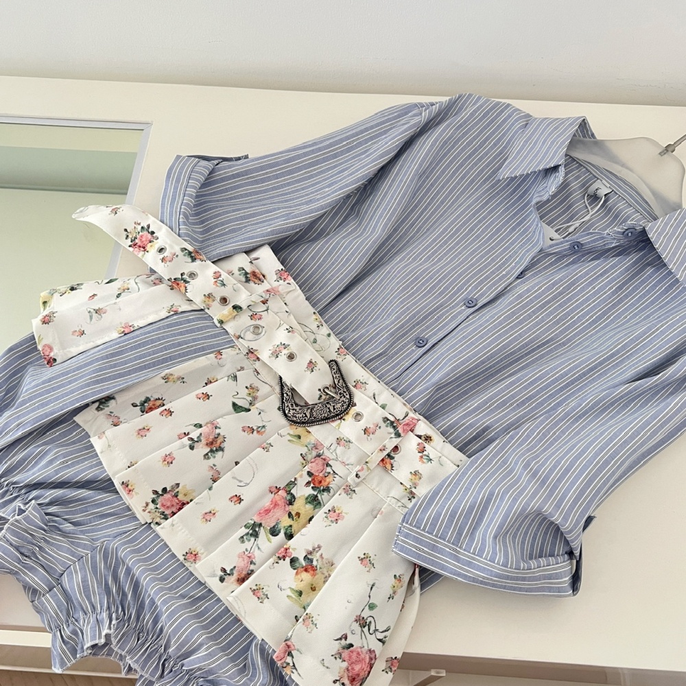 Korean style shirt spicegirl short skirt 2pcs set for women
