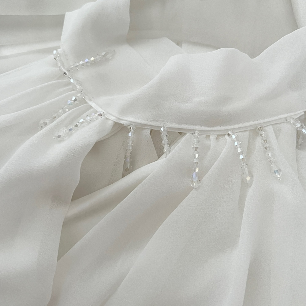 Halter streamer silk dress white real silk long dress