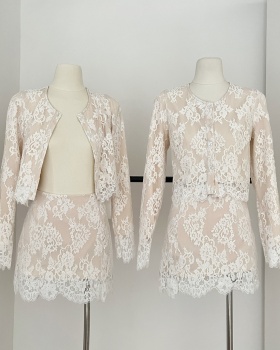 Lace coat refinement shirt a set