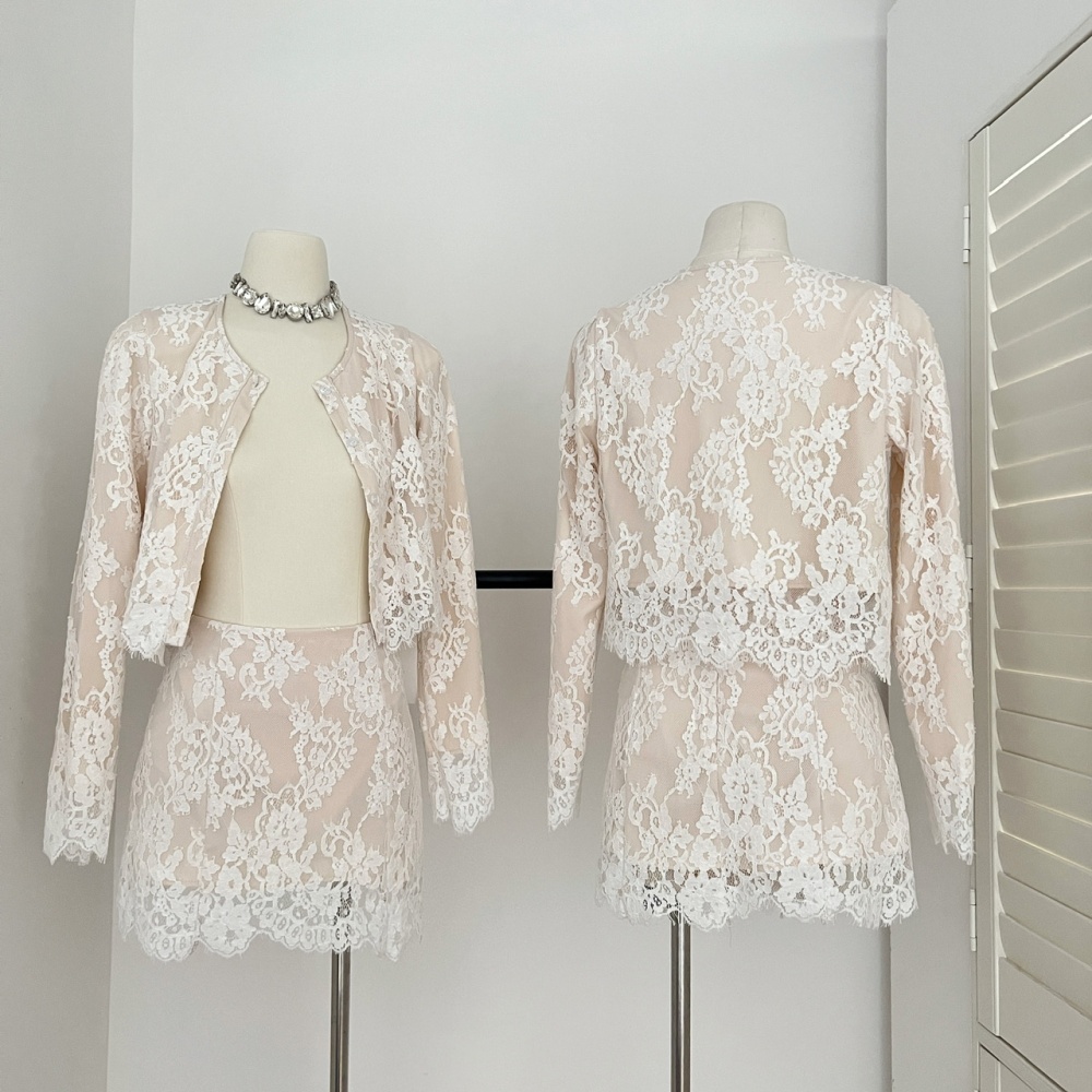Lace coat refinement shirt a set