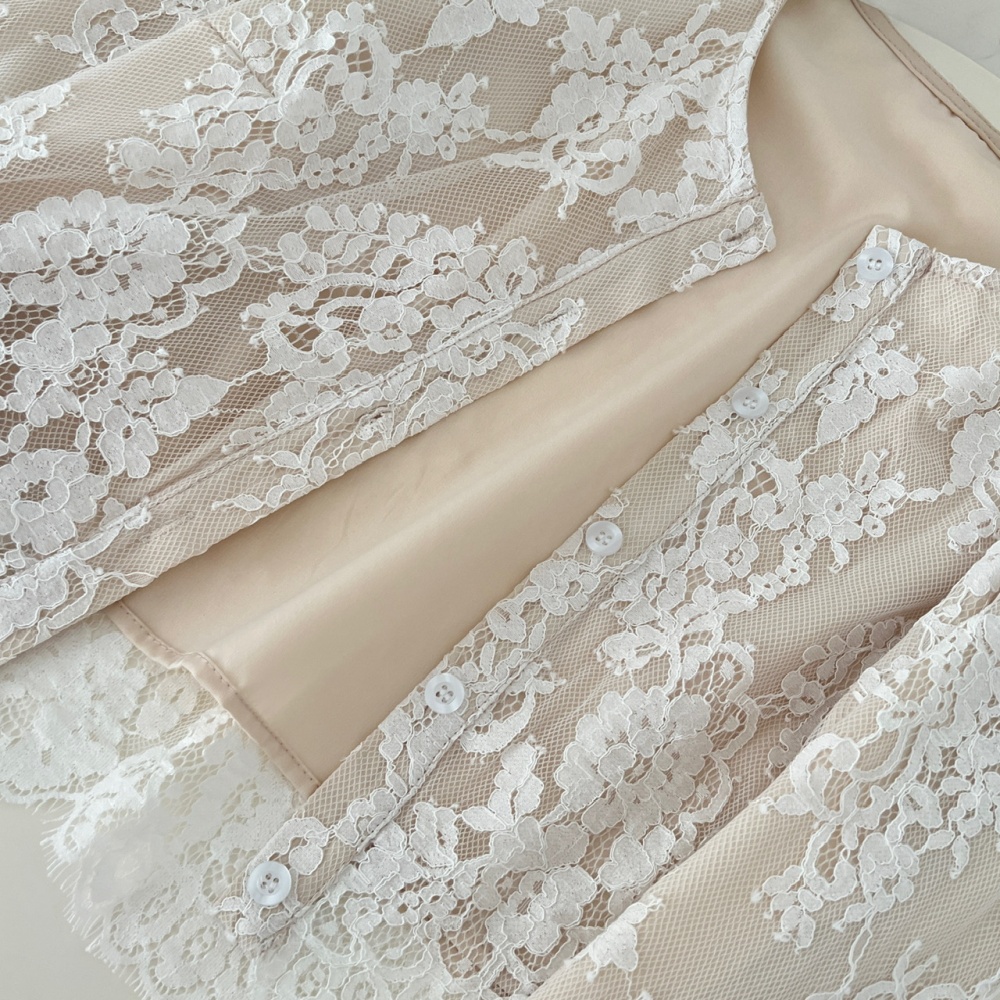 Lace coat refinement shirt a set