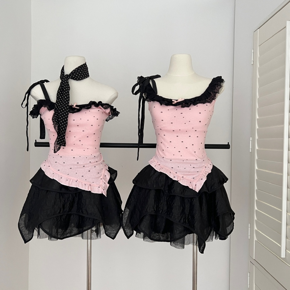 Sweetheart summer sweet short skirt niche enticement tops