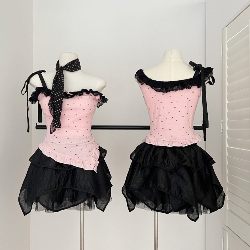 Sweetheart summer sweet short skirt niche enticement tops