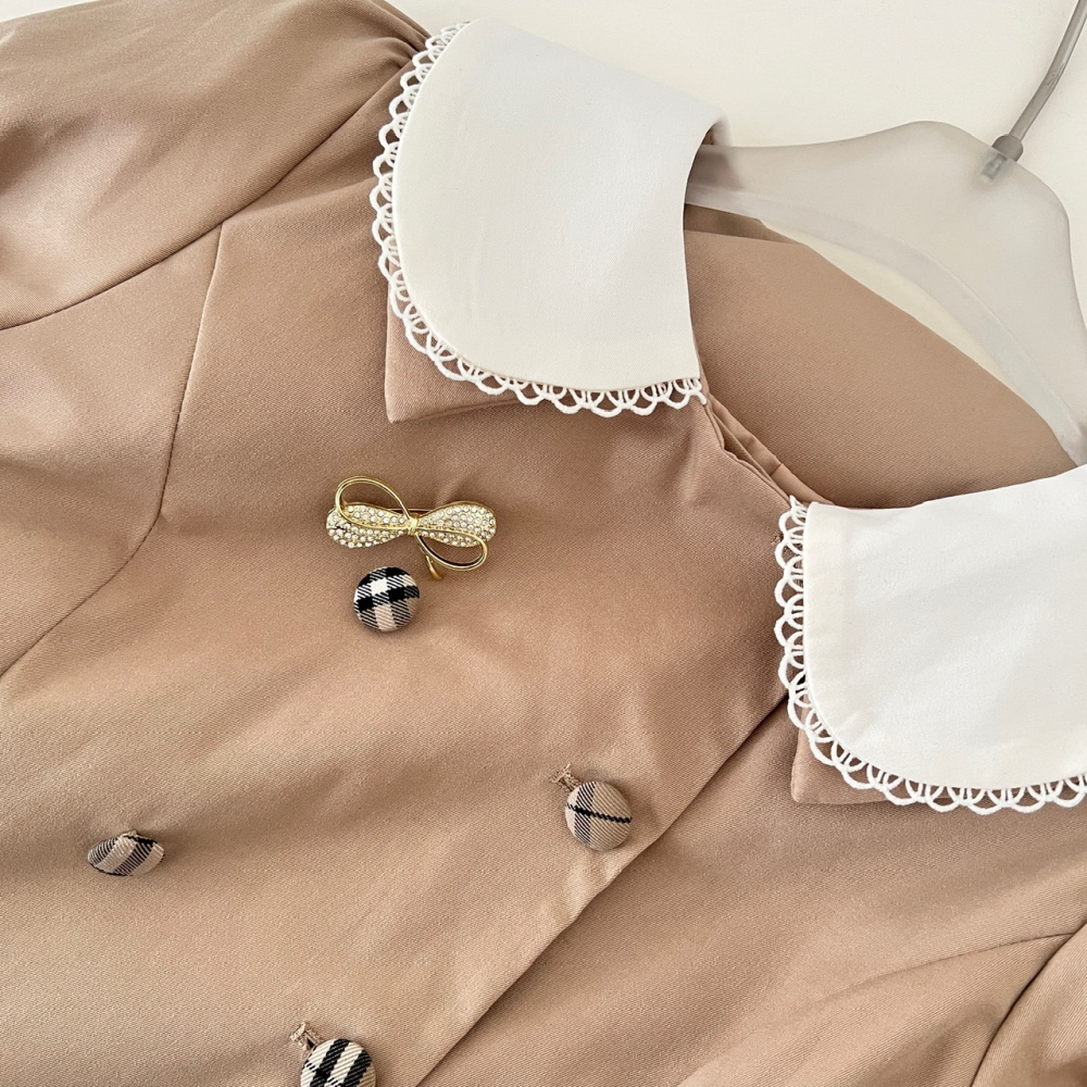 Slim short sleeve tops pleated skirt a set