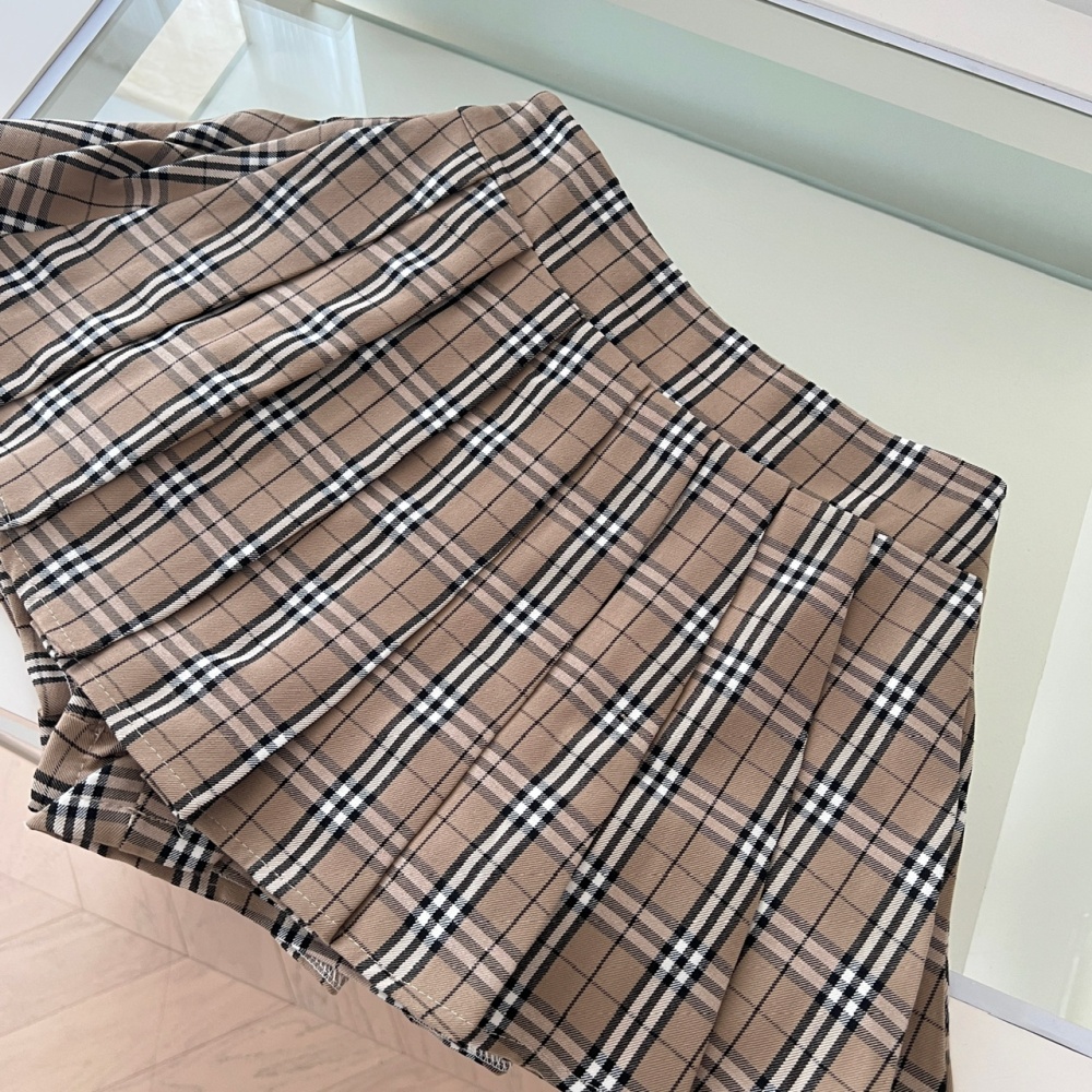 Slim short sleeve tops pleated skirt a set
