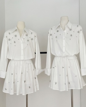Summer temperament tops high waist shirt 2pcs set