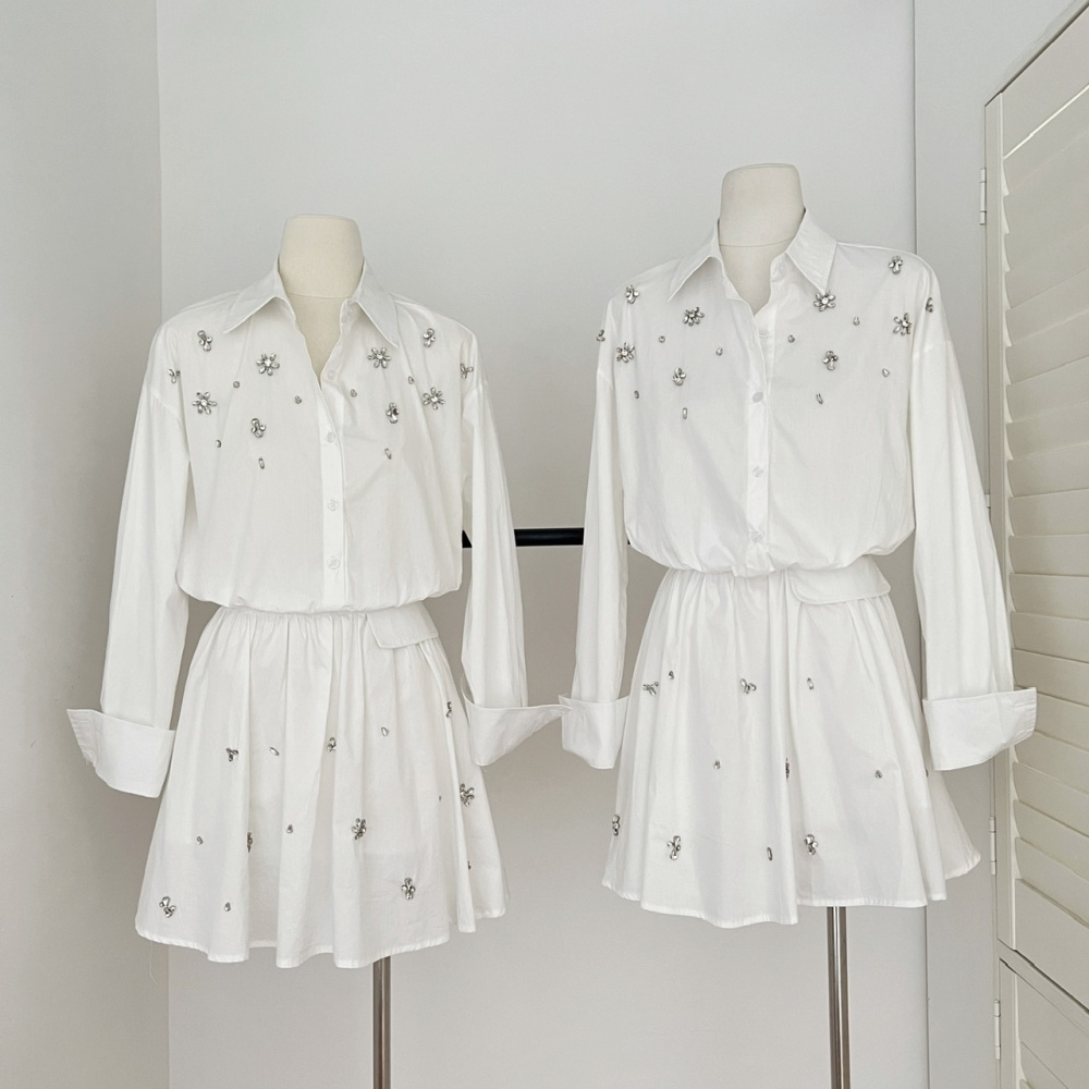 Summer temperament tops high waist shirt 2pcs set