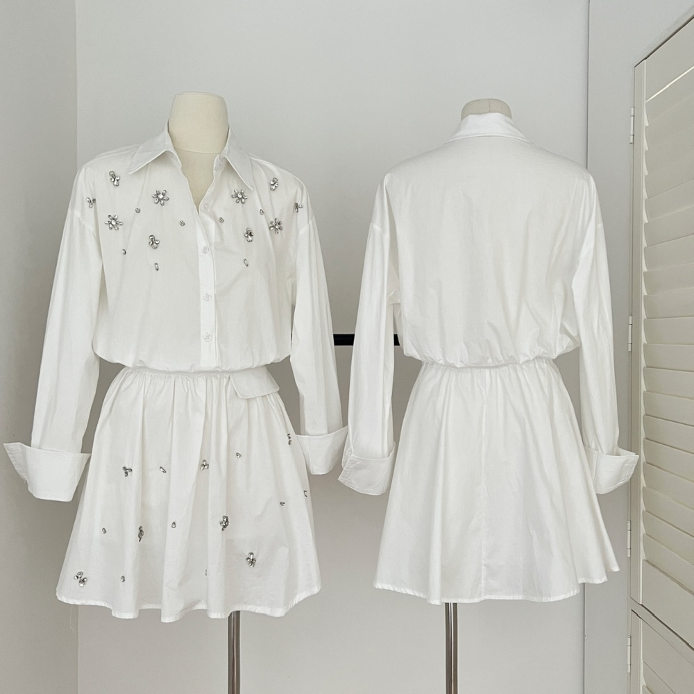 Summer temperament tops high waist shirt 2pcs set