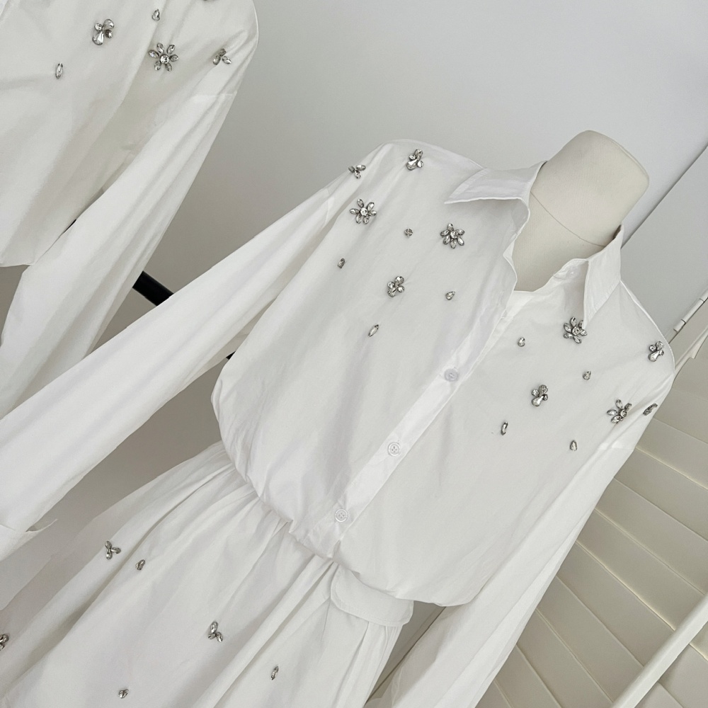 Summer temperament tops high waist shirt 2pcs set