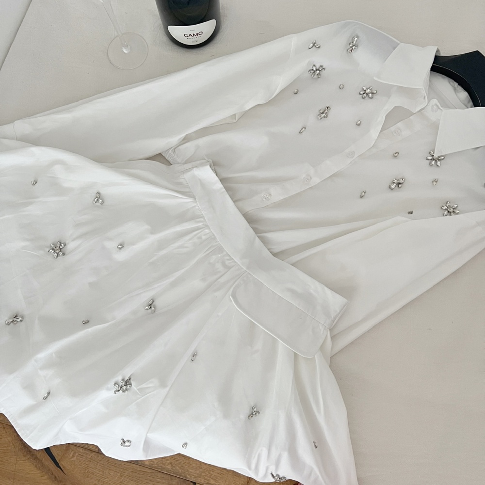 Summer temperament tops high waist shirt 2pcs set