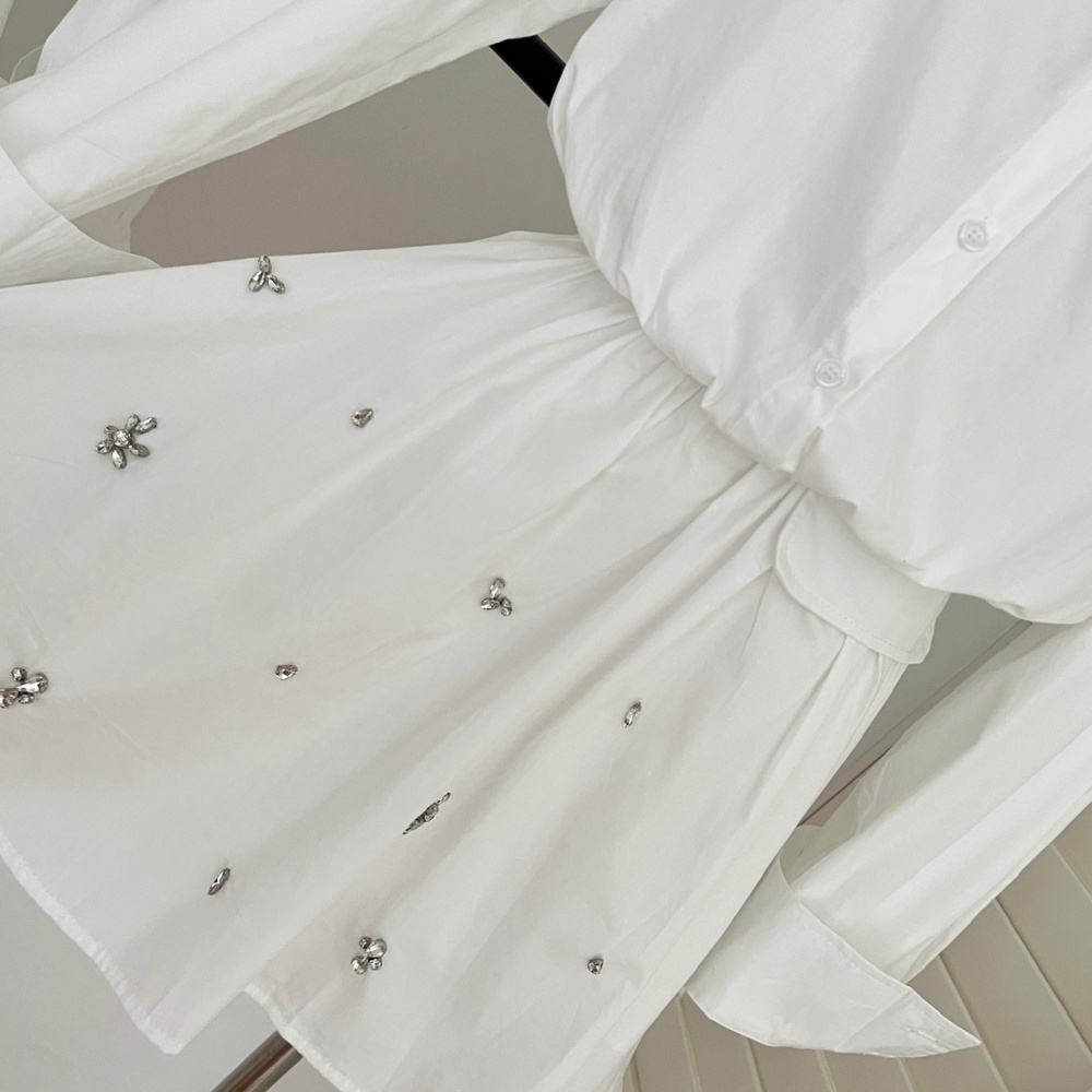Summer temperament tops high waist shirt 2pcs set