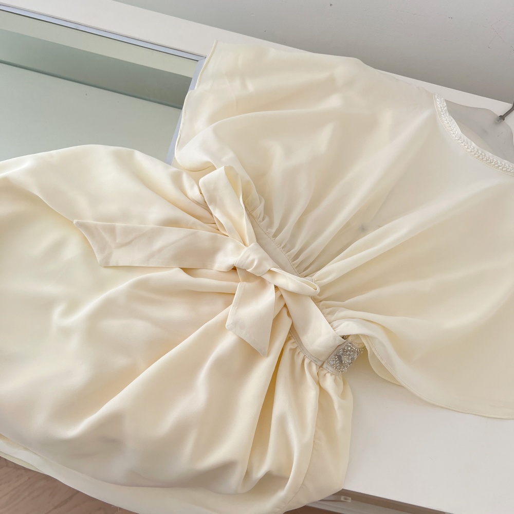 V-neck beading elegant temperament dress for women
