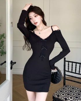 Autumn enticement T-back package hip lace dress for women