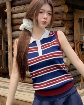 Summer sling waistcoat stripe knitted tops for women