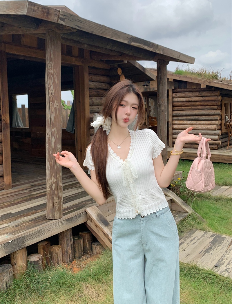 Tender lace tops slim cardigan for women