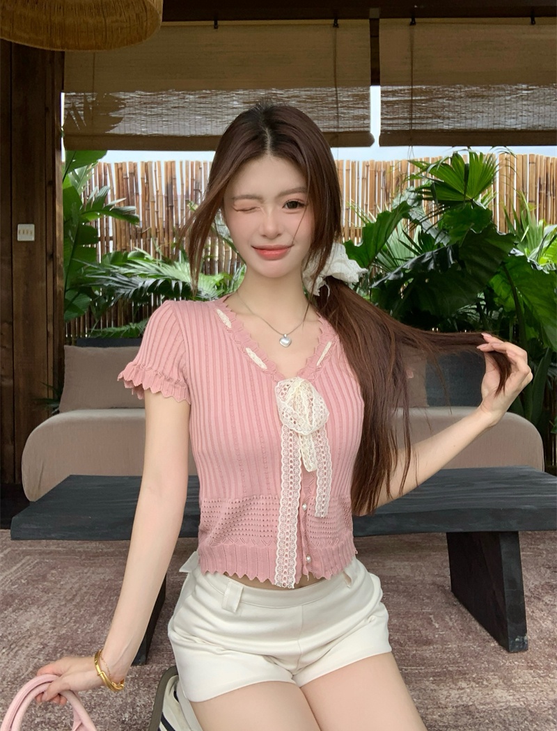 Tender lace tops slim cardigan for women