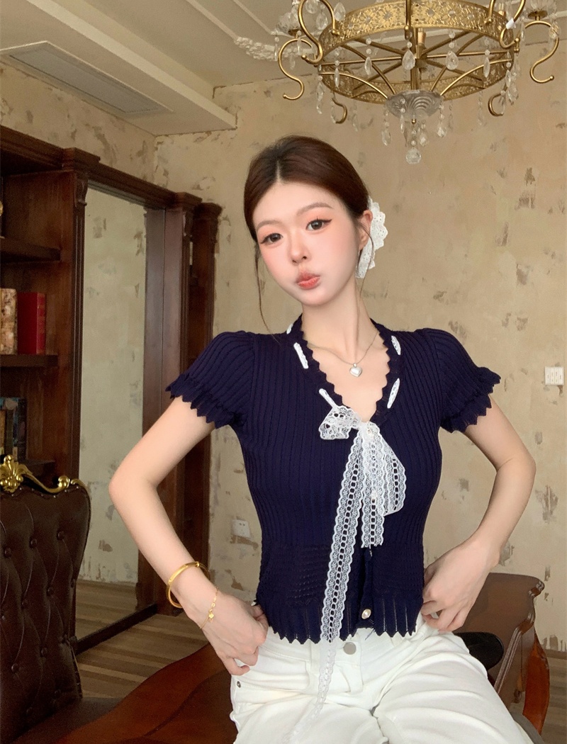 Tender lace tops slim cardigan for women