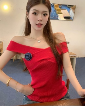 Knitted cross enticement small shirt flat shoulder sling vest