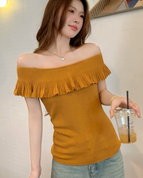 Temperament France style sweater mixed colors crimp tops