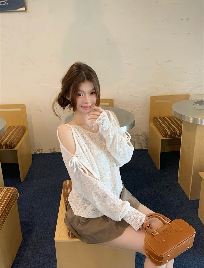 Outside the ride Korean style T-shirt bandage smock