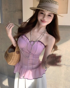 Wrapped chest gauze enticement wood ear modeling tops