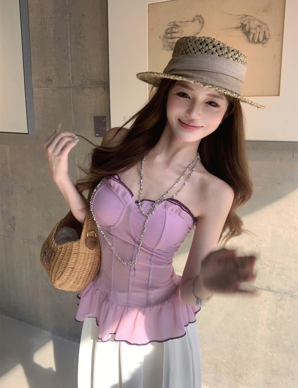 Wrapped chest gauze enticement wood ear modeling tops