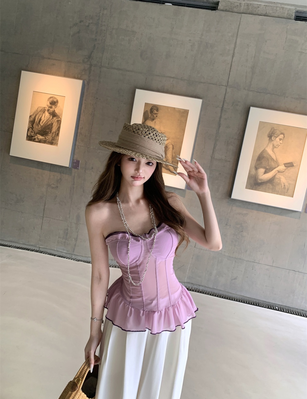 Wrapped chest gauze enticement wood ear modeling tops