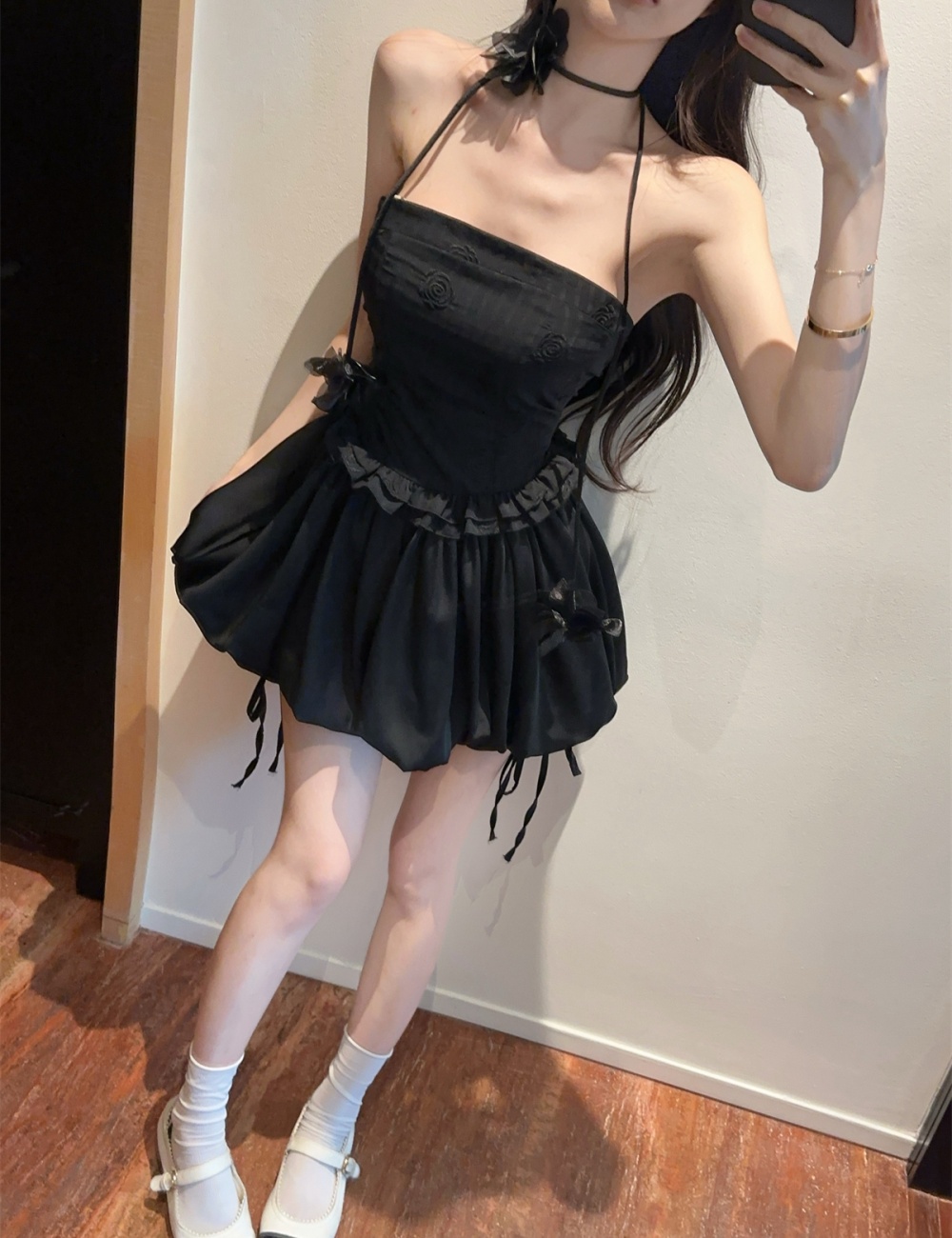 Fashion tops lotus leaf edges culottes a set