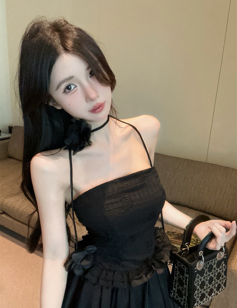Fashion tops lotus leaf edges culottes a set