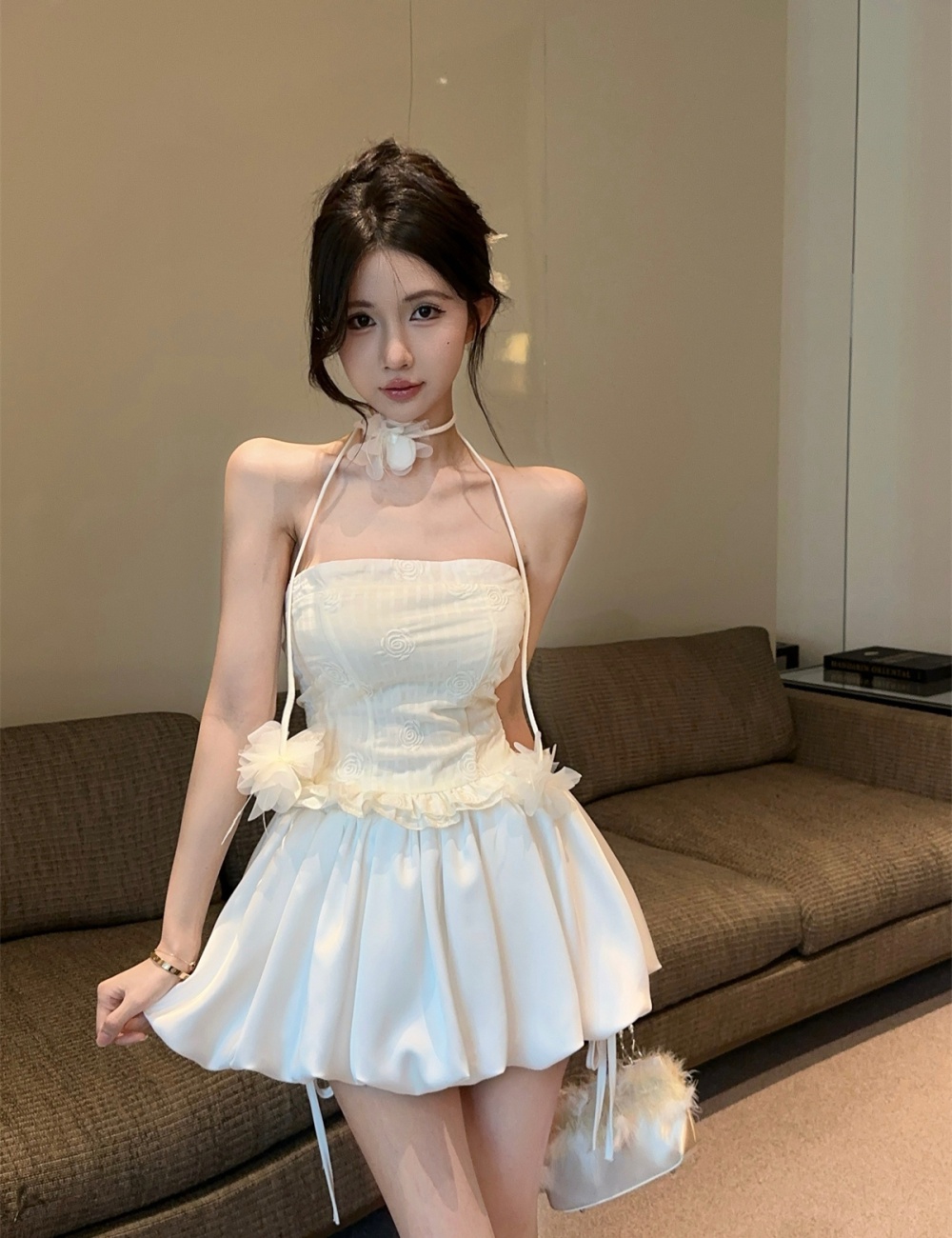 Fashion tops lotus leaf edges culottes a set