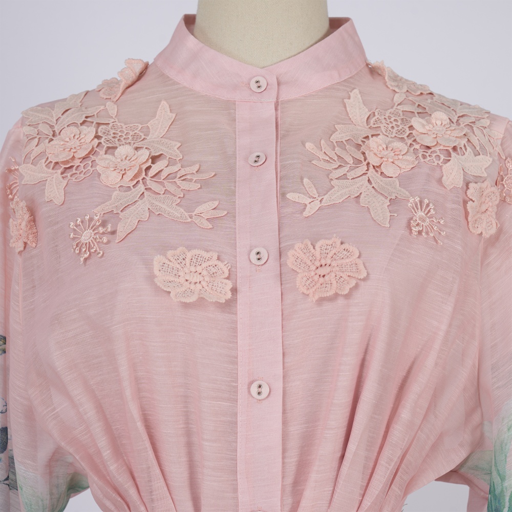 Fine vacation puff sleeve frenum seaside dress for women