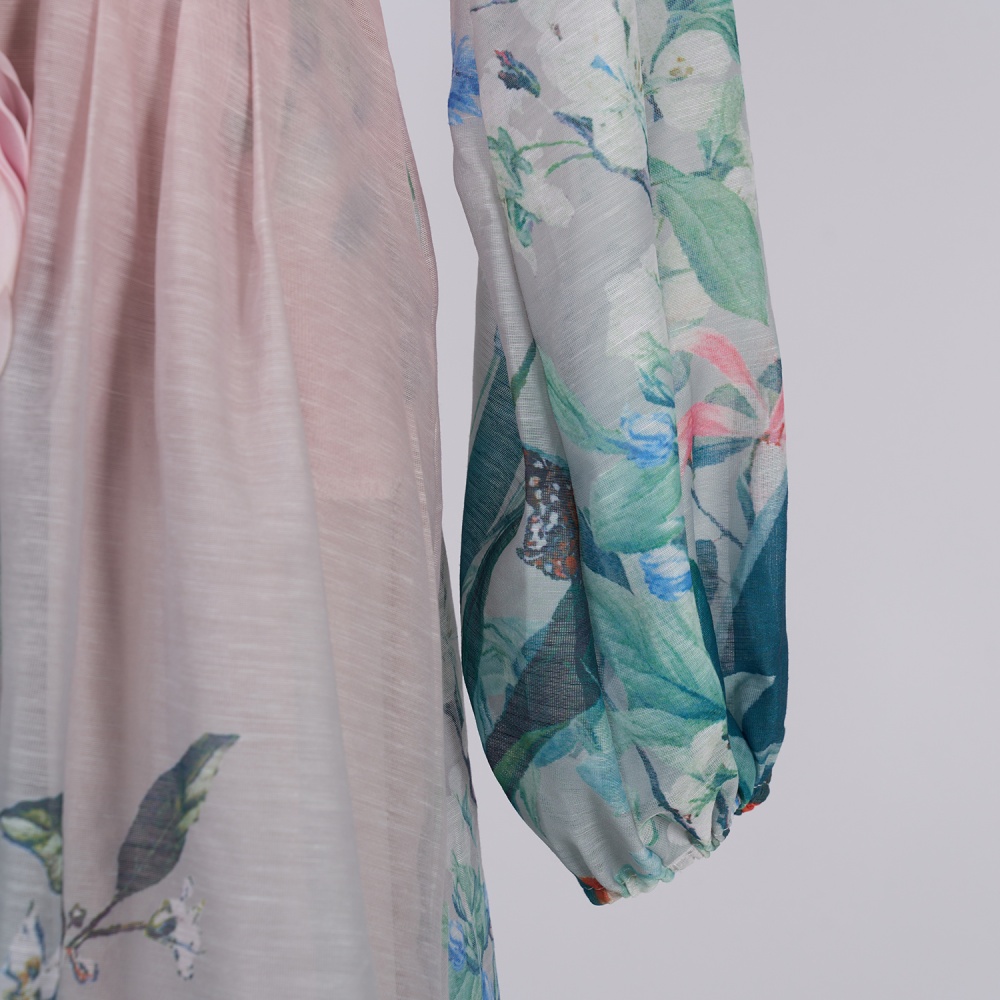 Fine vacation puff sleeve frenum seaside dress for women