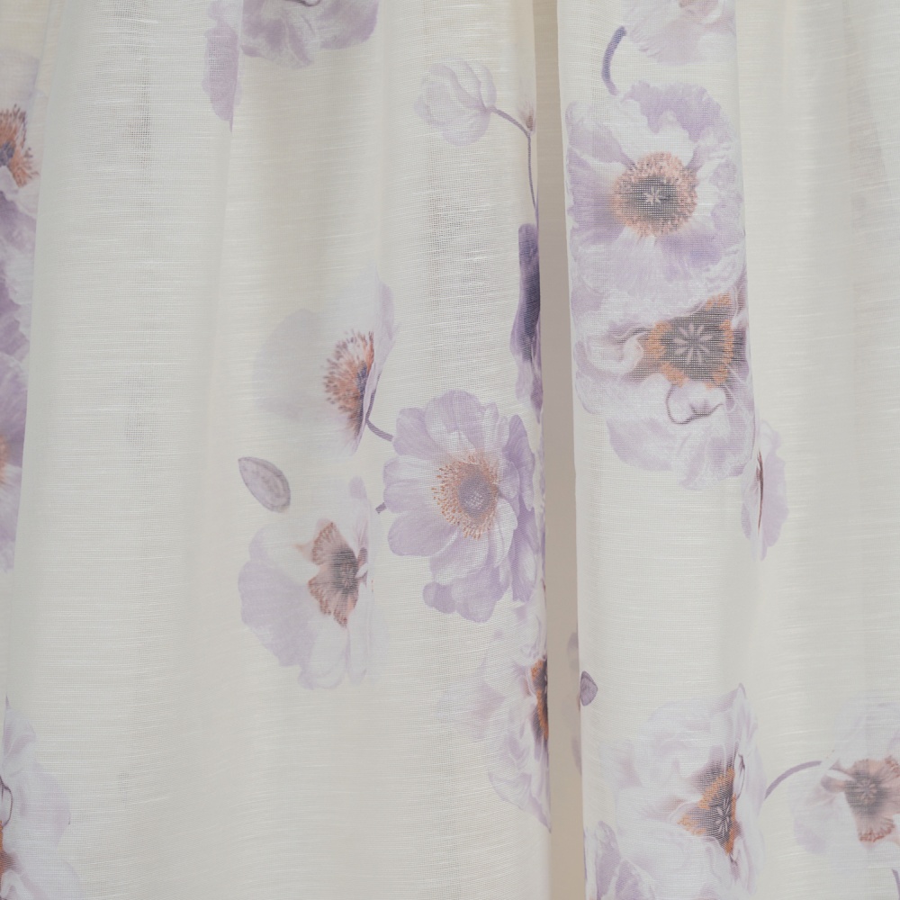 Blue real silk long flowers sling flax V-neck dress