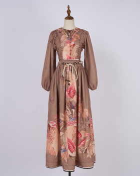 Printing light luxury skirt flowers tops a set