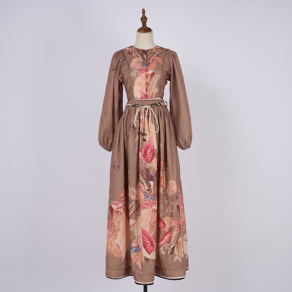 Printing light luxury skirt flowers tops a set