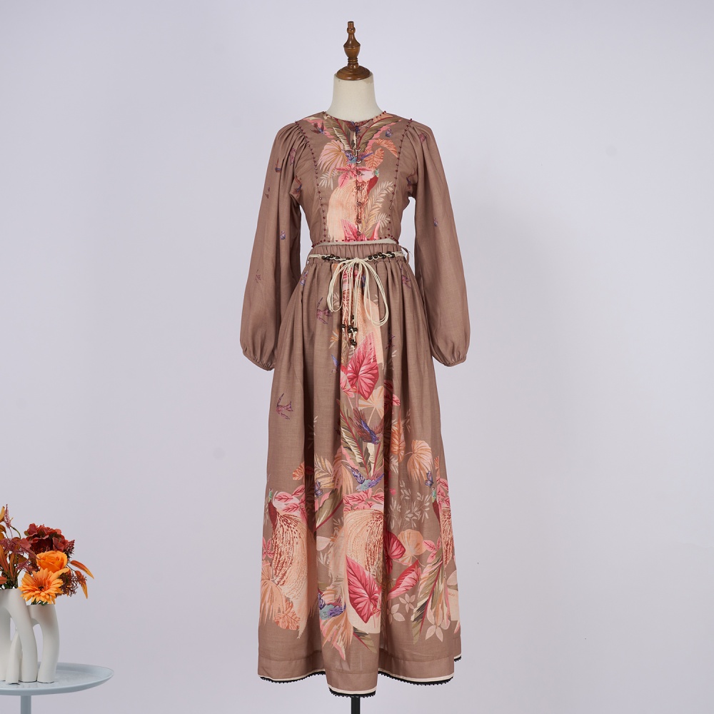 Printing light luxury skirt flowers tops a set