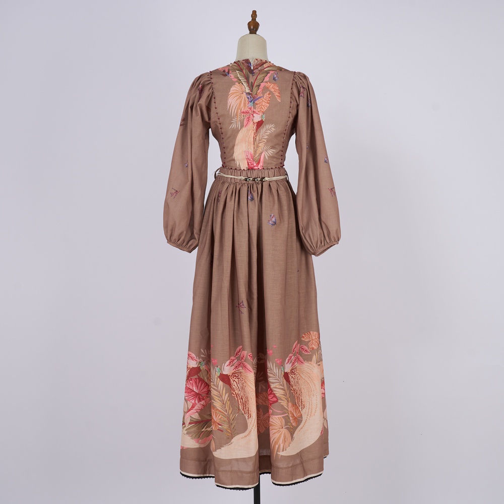 Printing light luxury skirt flowers tops a set